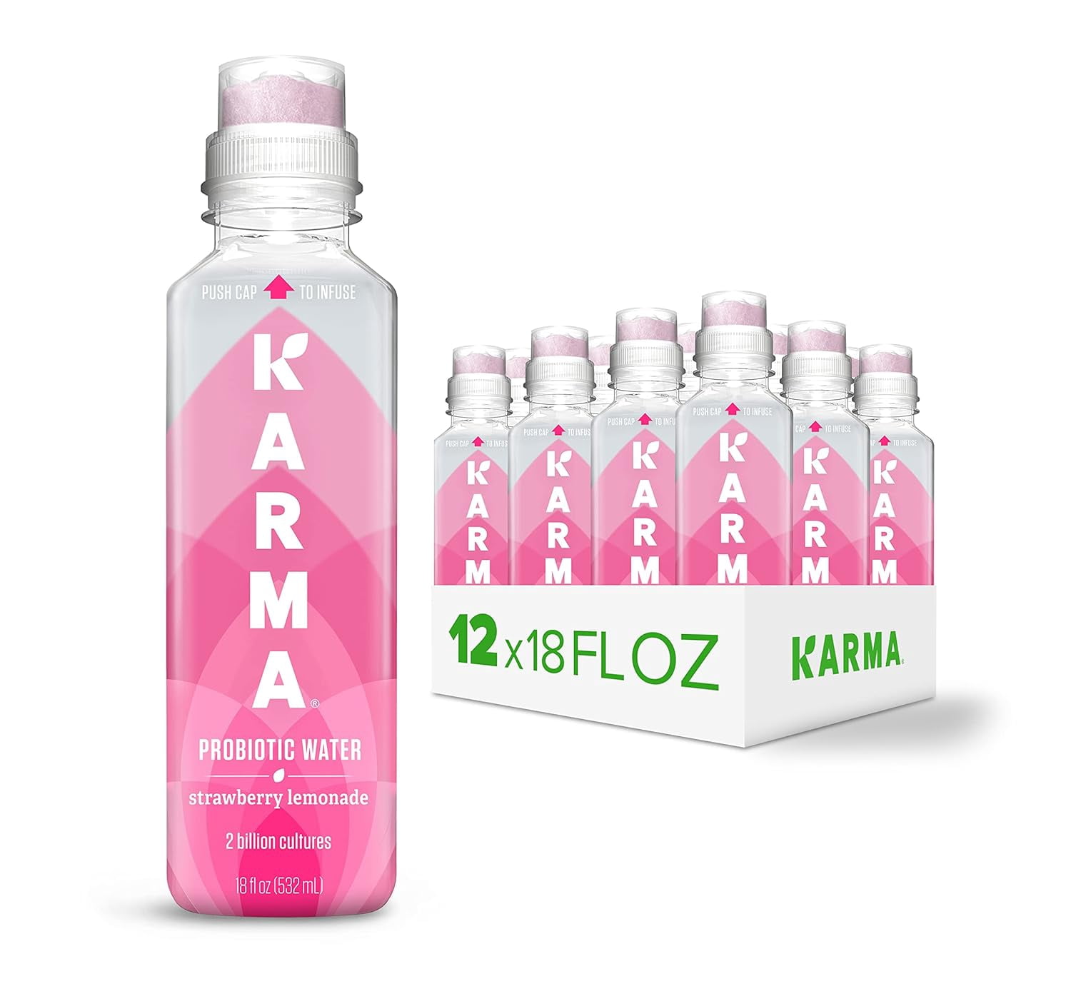 (Pack Of 12) Karma Wellness Water Beverage Prebiotic Strawberry Lemonade 18 Fo