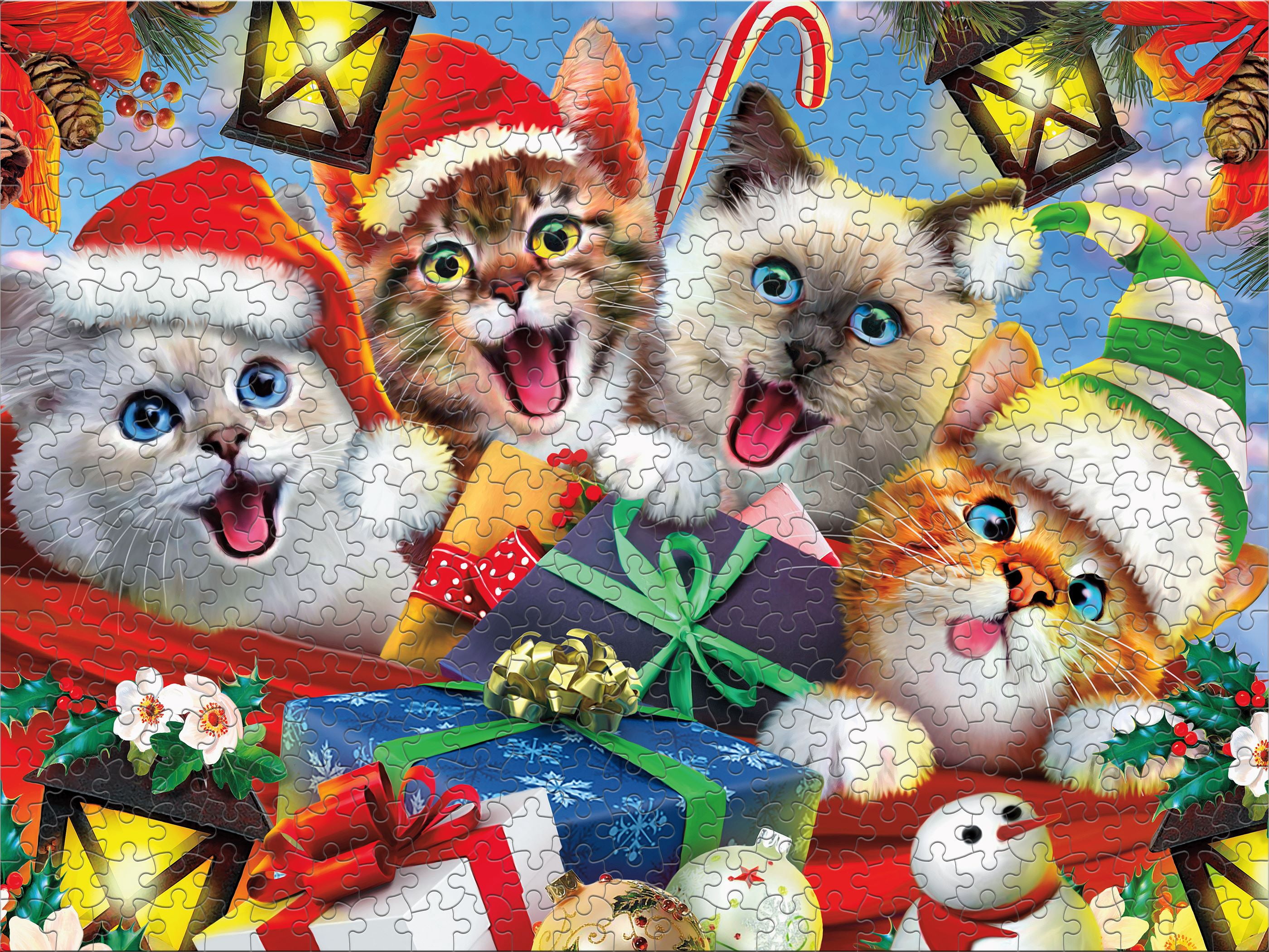 Ceaco Holiday Cats Selfies (Howard Robins) 500 Piece Interlocking Jigsaw Puzzle