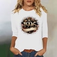 thumbnail image 2 of Aoochasliy Women's 1976 Letter Printed Tee Vintage Retro Comfy Casual 3/4 Sleeve Crew Neck Tops 50th Birthday Gift for Celebration Party Holiday Family Gathering, 2 of 4