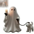 thumbnail image 5 of Dserhfy Ghost Pup Candle Holder Cute White Ghost Walking Dog Candlestick Resin Tabletop Figurine for Halloween Home Shelf Desk Decor, 5 of 7