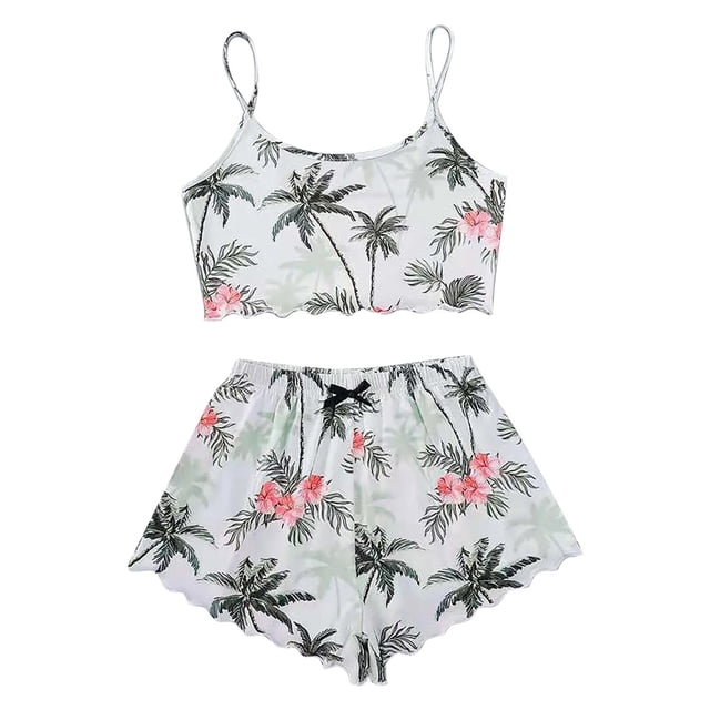 Conjunto de pijama con estampado de mariposa para mujer, ropa de dormir Sexy de talla grande, traje de Casa de 2 piezas, lencería para estar por casa, camisón de verano