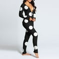 thumbnail image 4 of Women's Sexy Butt Button Back Flap Jumpsuit V Neck Long Sleeve Romper Solid Bodycon Pajamas One Piece, 4 of 6