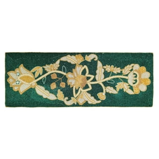 Doily Boutique Table Runner with Gold Daisy Flowers on Sage Green ...