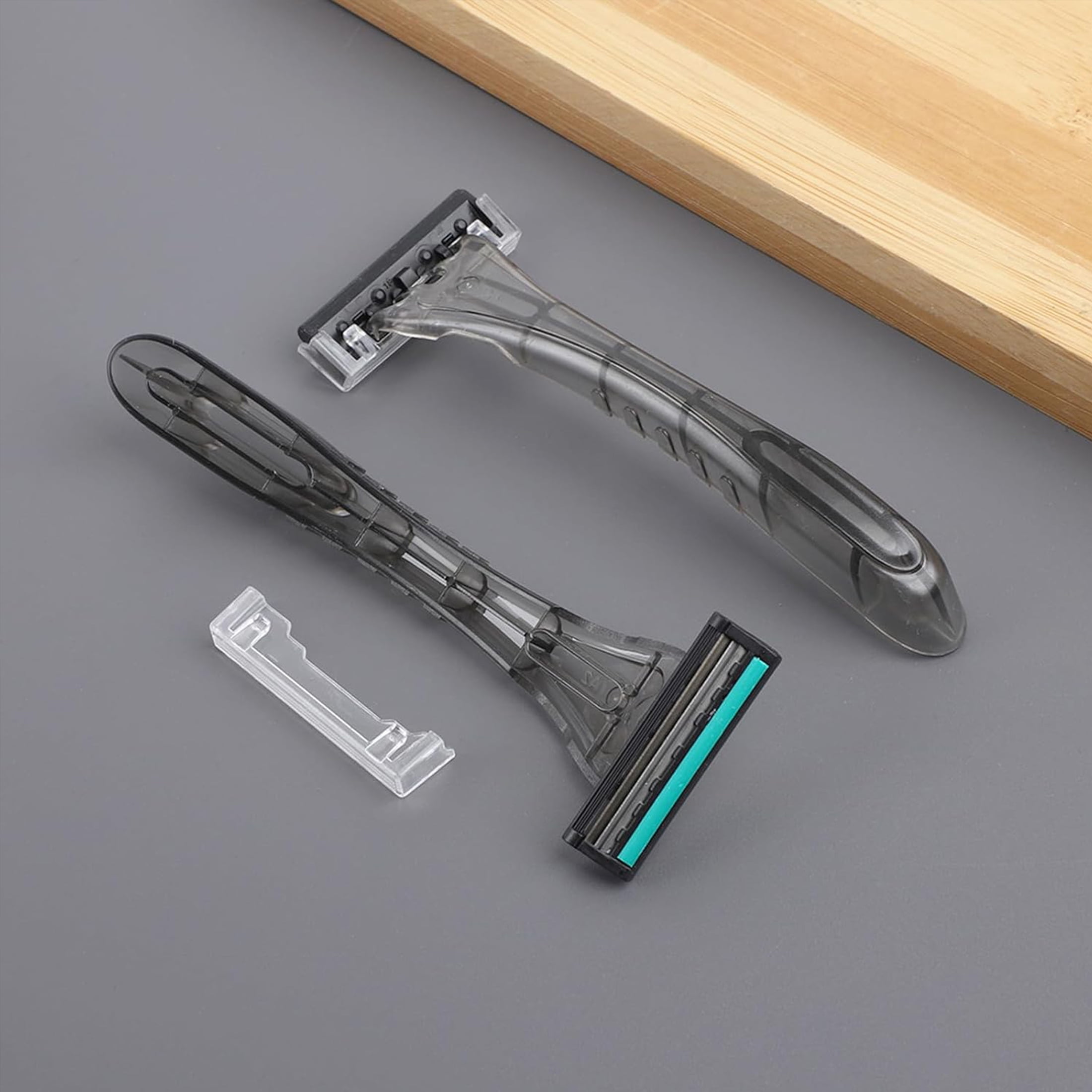 Wholesale Three-Blade Disposable Razors - 100 Pack (Gray), Stainless Steel Blades, Individually Packaged | For Travel, Guesthouses, Homeless