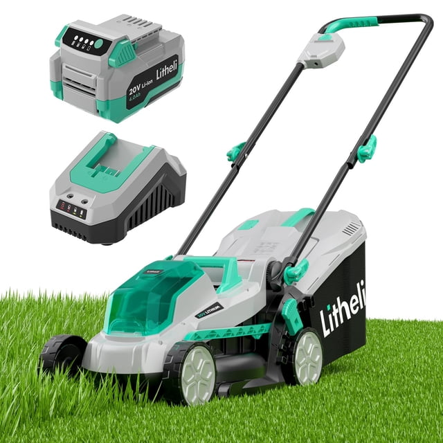 Cortadora de césped inalámbrica Litheli de 20 V, 13 pulgadas con batería de 4.0 Ah