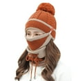 thumbnail image 2 of 3Pcs/Set Women Winter Woolen Knitted Fluffy Ball Beanie Cap Warm Mask Neck Scarf, 2 of 7