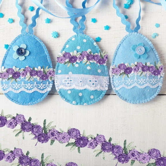 ORDDIART 1Set Purple Polyester Silk Ribbon with Lace Edge Trim for Crafting Needs