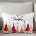 thumbnail image 3 of Merry Christmas Throw Pillow Cover,Gold Red Xmas Tree Winter Snowflake Rectangle Decorative Pillow Case Protector Soft Cushion Cover Lumbar Pillowcase for Couch Sofa Bedroom Car Chair Decor 12x20 In, 3 of 8