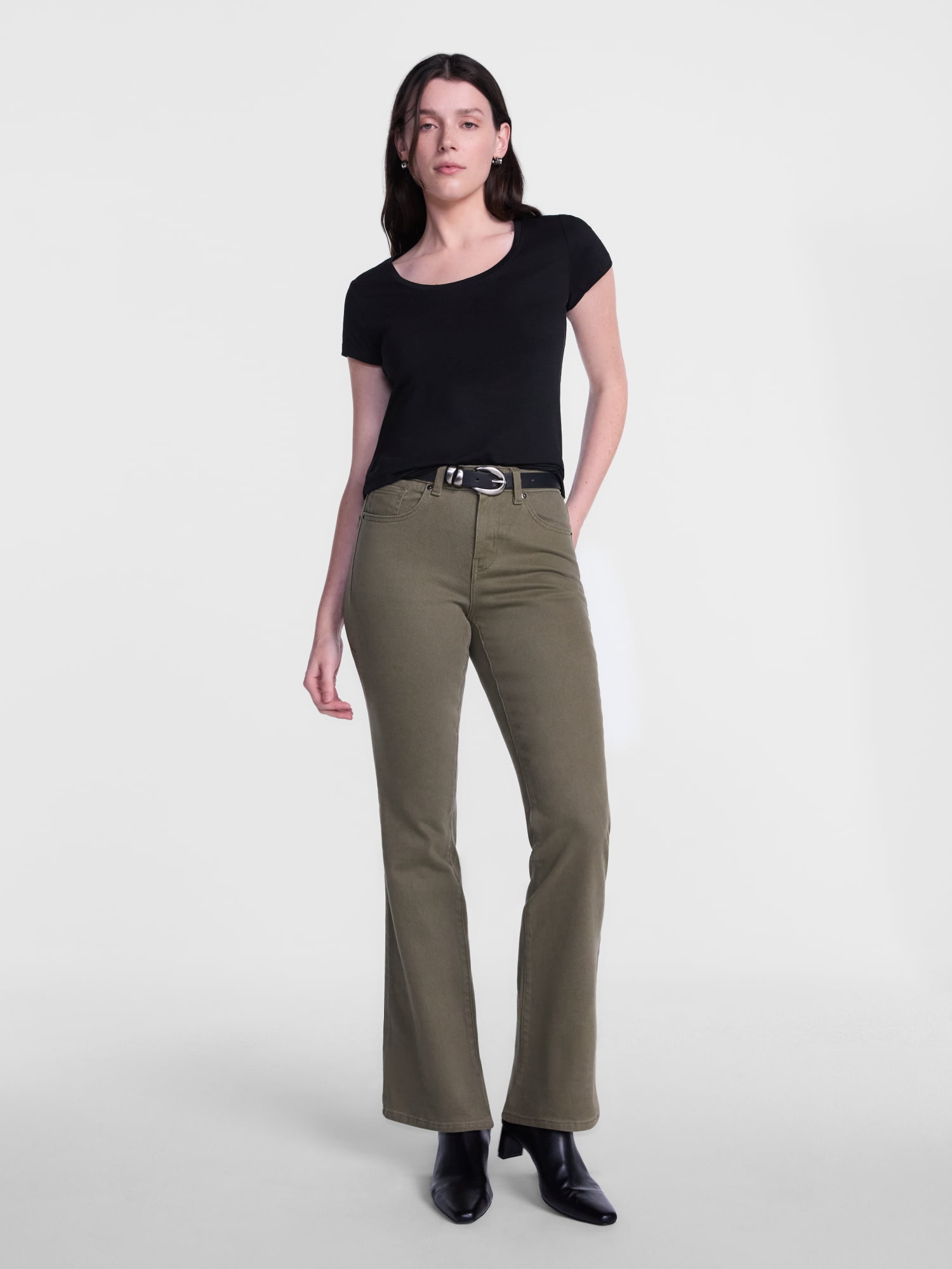 Scenario Women's Scoop Neck Tee with Cap Sleeves, Sizes XS-XXXL