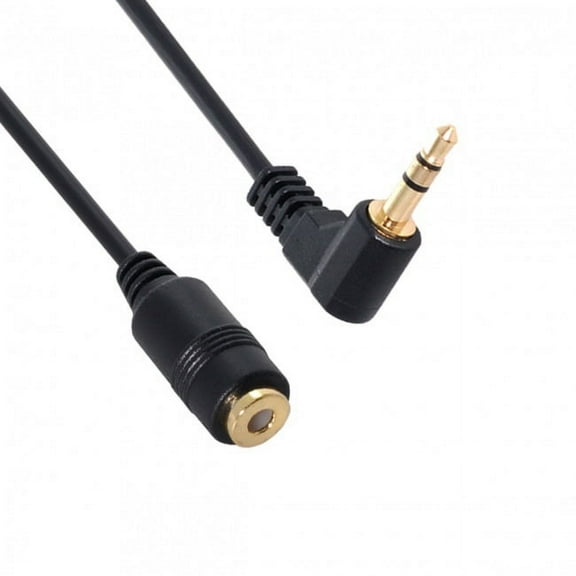 Xiwai Cable 90 Degree right angled 3.5mm 3poles Audio Stereo Male to Female Extension Cable 10cm Black