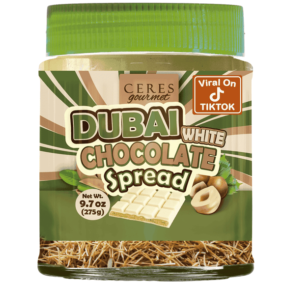 Dubai Spreadable White Chocolate - 9.7 oz, Premium Chocolate Pistachio Spread with Roasted Phyllo, Gourmet Breakfast Chocolate