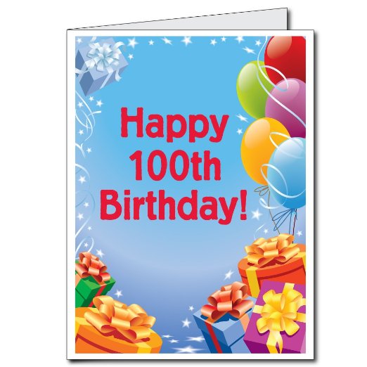 2'x3' Giant 100th Birthday Card w/Envelope Presents and