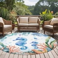 thumbnail image 4 of Seahorse Coastal Round Area Rug 8Ft Washable Large Circle Rugs for Living Room Dorm, Summer Nautical Starfish Coral Ocean Non-Slip Carpet Floor Mats Indoor Outdoor Carpet Runner Aesthetic Home Decor, 4 of 8