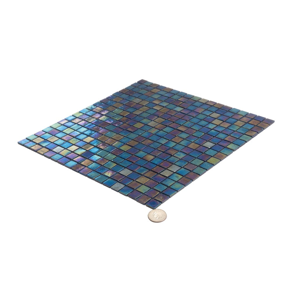 Apollo Tile Skosh 11.6 in. x 11.6 in. Glossy Dark Shimmer Multi Blue Glass Mosaic Wall and Floor Tile (9.34 sq. ft./case) (10-pack)