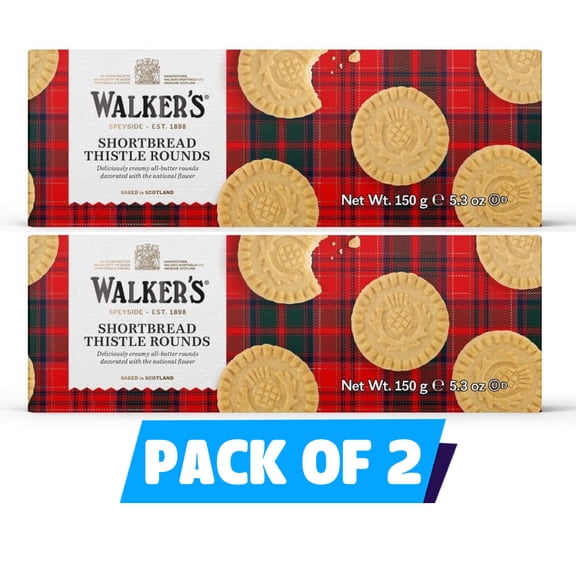 Walkers Shortbread Thistle Rounds 5.3 oz - Pack of 2