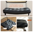 thumbnail image 6 of Set of 2 Black Mid-Century Modern Dining Chairs, Faux Leather Rattan Upholstered Accent Chairs with Chrome Legs, 6 of 17