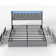 thumbnail image 6 of HOQBN Queen Size Bed Frame with Storage Headboard and 4 Drawers, Metal Bed Frame Platform with LED Light, Charging Station, No Box Spring Needed, 6 of 9