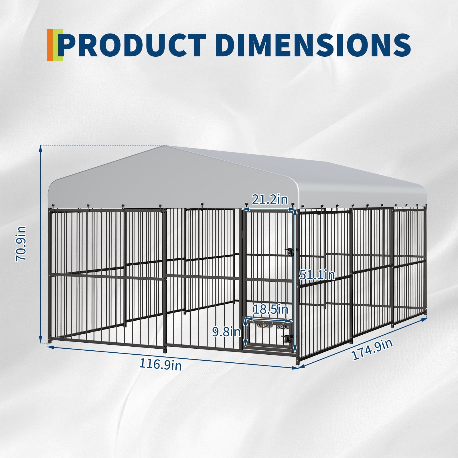 10*15FT Heavy Duty Outdoor Dog Kennel, Iron Alloy Large Playpen Fence with Secure Lock, Weather Resistant Black Iron Outside Dog Run for Yard, Spacious Pet House for Garden Backyard