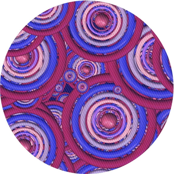 Ahgly Company Machine Washable Indoor Round Transitional Medium Violet Red Pink Area Rugs, 7' Round