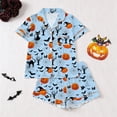 thumbnail image 5 of Halloween Womens Silk Pajamas Set 2 Pcs Pink Skull Pumpkin Button Down Print Pjs Set Collar Cozy Loungewear Sets Cozy Sleepwear Nightwear Halloweens Great Gift for Her, 5 of 9