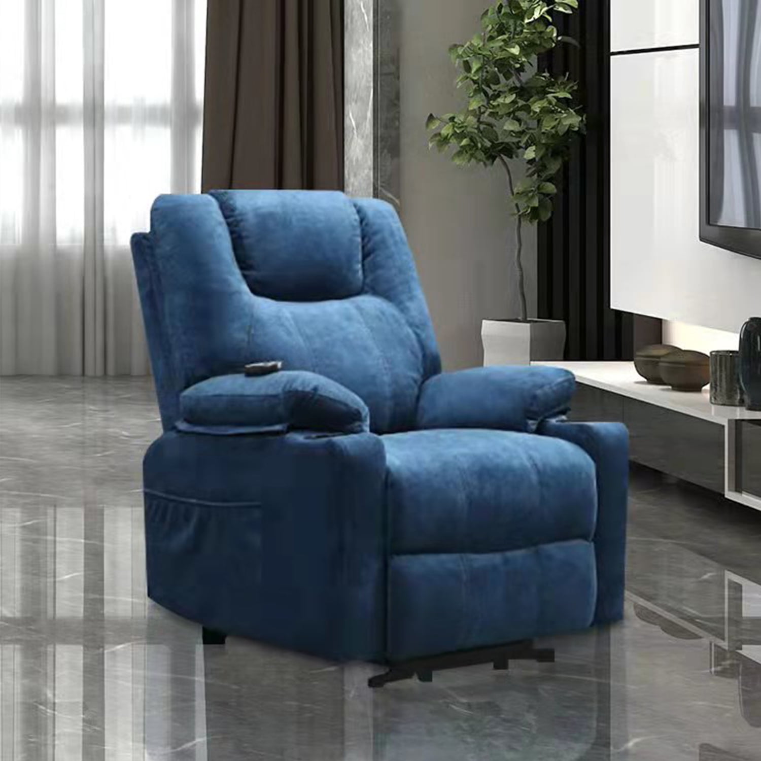 Kadyn Modern Lift Chair, Fabric Lift Chairs Recliners for the Elderly, Electric Recliner Chairs with Modern Padded Arms and Back, Blue