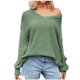 thumbnail image 2 of Suéter de cuello en V para mujer, moderno e informal, suelto, de punto, de manga larga, con cuello redondo, top acrílico para mujer, 2 of 5