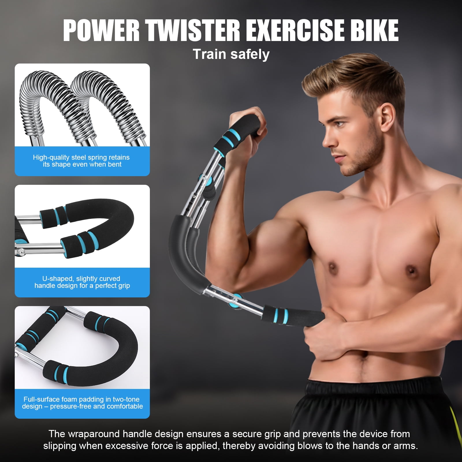 VIVIHEYDAY Twister Arm Trainer, 30/40/50 kg Adjustable Chest Workout Equipment Portable Detachable Power Twister Bar for Enhancing Upper Body Muscle