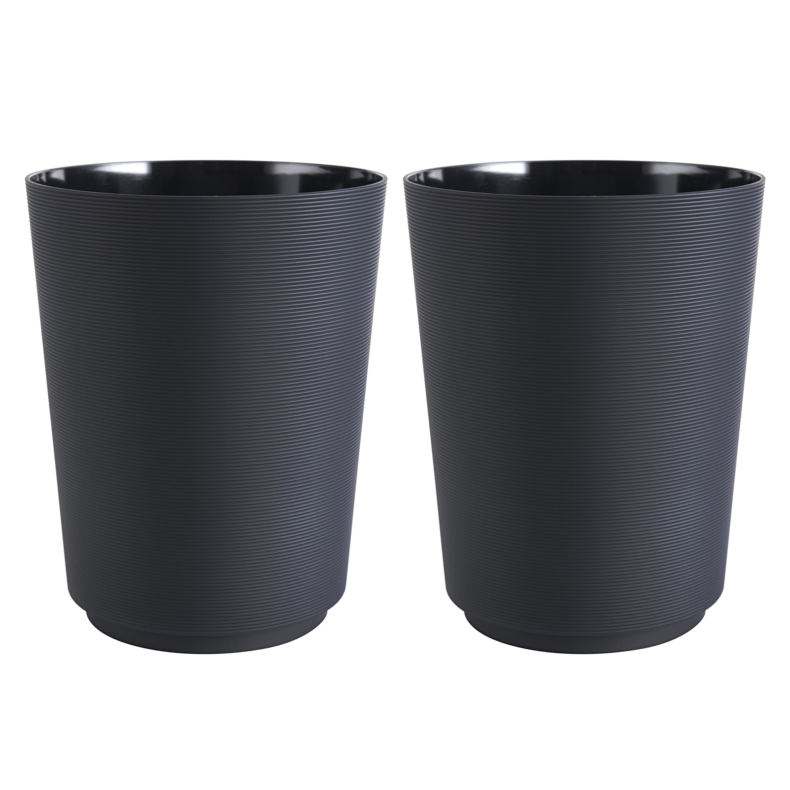 Mainstays 2Piece Solid Color Soft Touch Plastic Bathroom Wastebasket