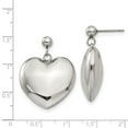 thumbnail image 4 of FB Jewels Stainless Steel Polished Puff Heart Post Dangle Earrings, 4 of 4