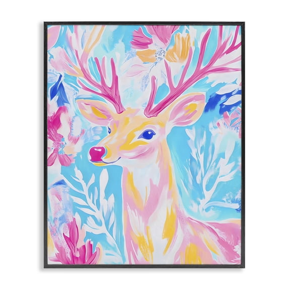 Stupell Industries Contemporary Bright Pastel Deer Black Framed Giclee Art, 11 x 14, by Arlington Prints