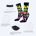 thumbnail image 3 of Four Seasons Universal Socks - 2 Pairs of Unisex Trendy Socks with Bold Colorful Text & Fun Patterns on Black Background, 3 of 5