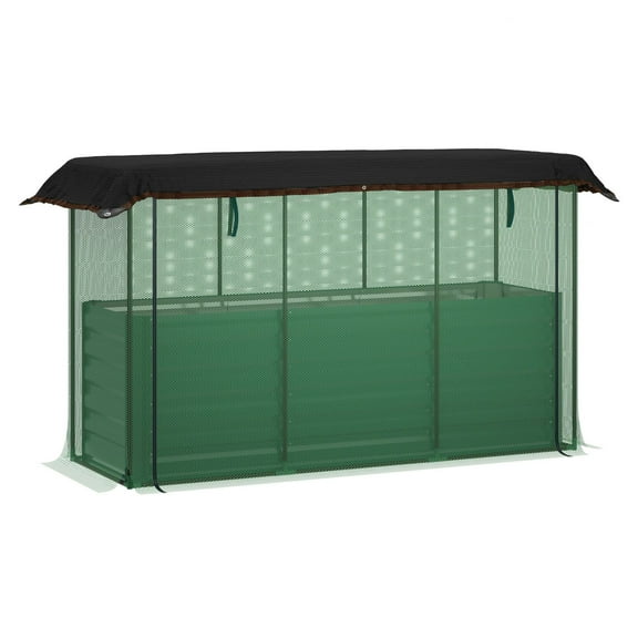 COCOKUN Galvanized Steel Raised Garden Bed with Crop Cage & Shade Cloth, 72.8" Green Outdoor Planter Box for Vegetables Flowers Herbs, Plant Protector for Yard Patio