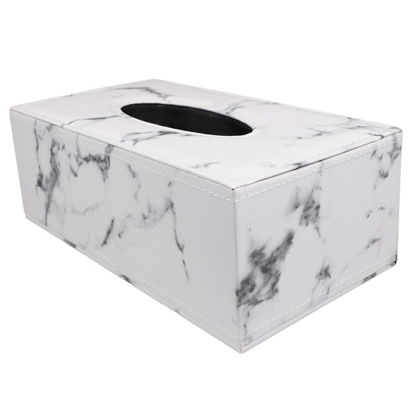 Luxshiny 1Ud Caja Para Pañuelos De Mármol Con Superficie De Cuero Para Almacenamiento En Casa Y Auto