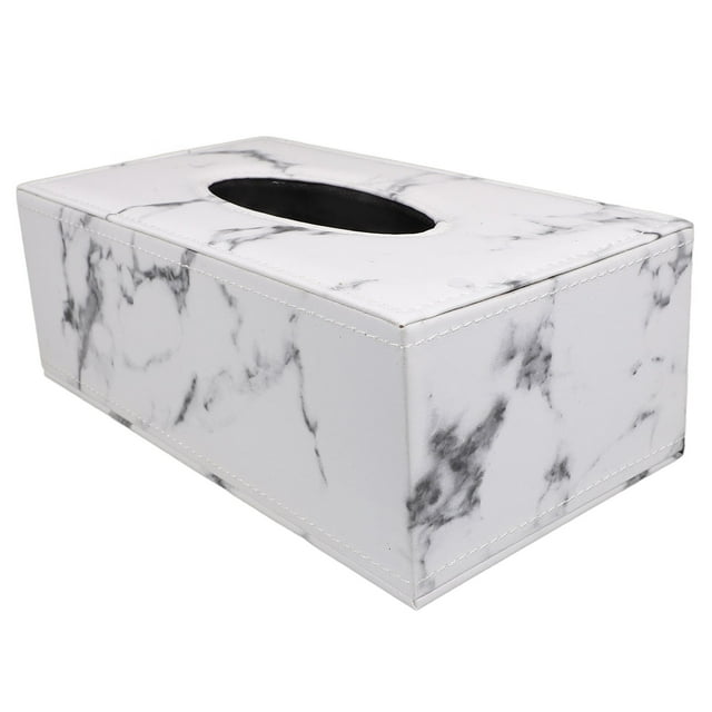 Luxshiny 1Ud Caja Para Pañuelos De Mármol Con Superficie De Cuero Para Almacenamiento En Casa Y Auto