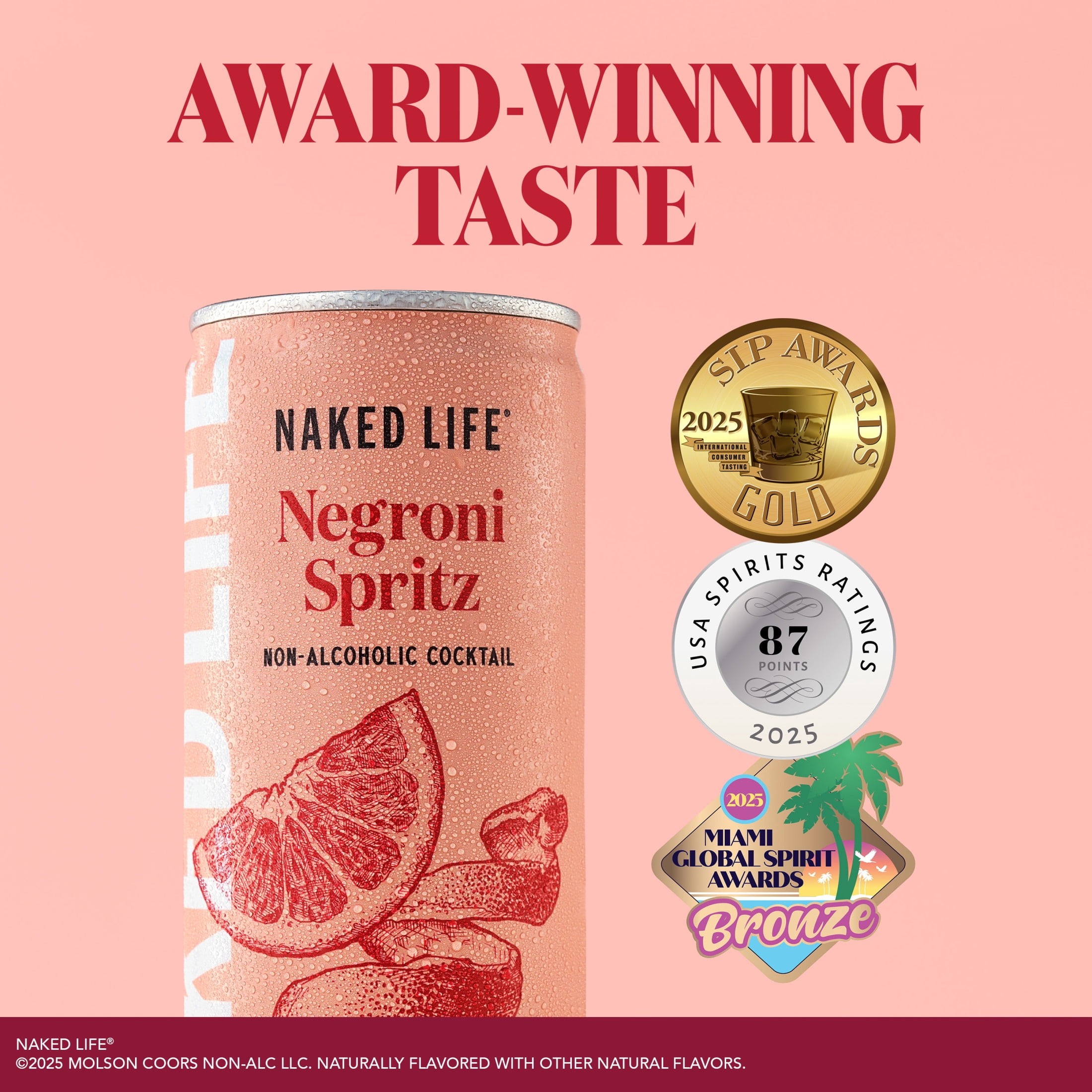 Naked Life Negroni, 4 Pack, 8.4 fl oz Aluminum Cans, 0% ABV
