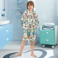thumbnail image 5 of FORMRS Niños Bathrobe Unisex Hooded Robe Soft Plush Pajamas Sleepwear, Size 2-3T, Beige School, 5 of 7