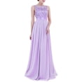 thumbnail image 2 of Vxuxlje Women's Sleeveless Chiffon Bridesmaid Dress Elegant Lace Wedding Formal Long Evening Party Lavender 14, 2 of 7