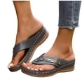 thumbnail image 4 of Bkhluea Women Wedge Flip Flop Sandals Open Toe Hollow Out Slip On Thong Shoes for Summer Beach Vacation Casual Daily Walking, 4 of 7