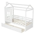 thumbnail image 4 of Twin Size House Bed Wood Bed with Two Drawers White, 4 of 5