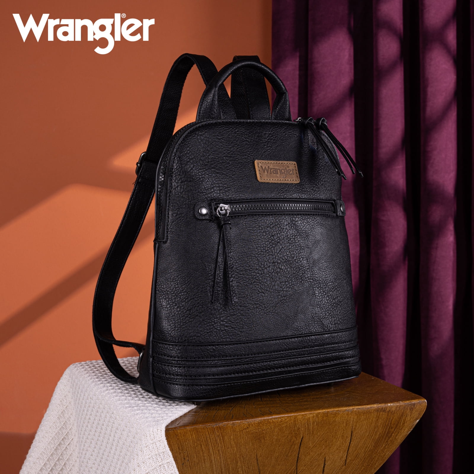 Wrangler Backpack Purse for Women Medium Ladies' Bookbag Travel Work Daypacks Bags, Black