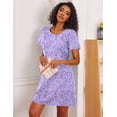 thumbnail image 4 of Ekouaer Cotton Nightgowns for Women 3 Pack Sleepshirts Short Sleeve Night Shirt Tshirt Night Gown Soft Sleepwear Print Sleep Dress, 4 of 6