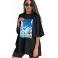 thumbnail image 3 of Plus Size Shirt for Women Black Tops for Women Short Sleeves Shirt for Women Seaside (17) T Shirt Crewneck Shirt for Women XS, 3 of 5