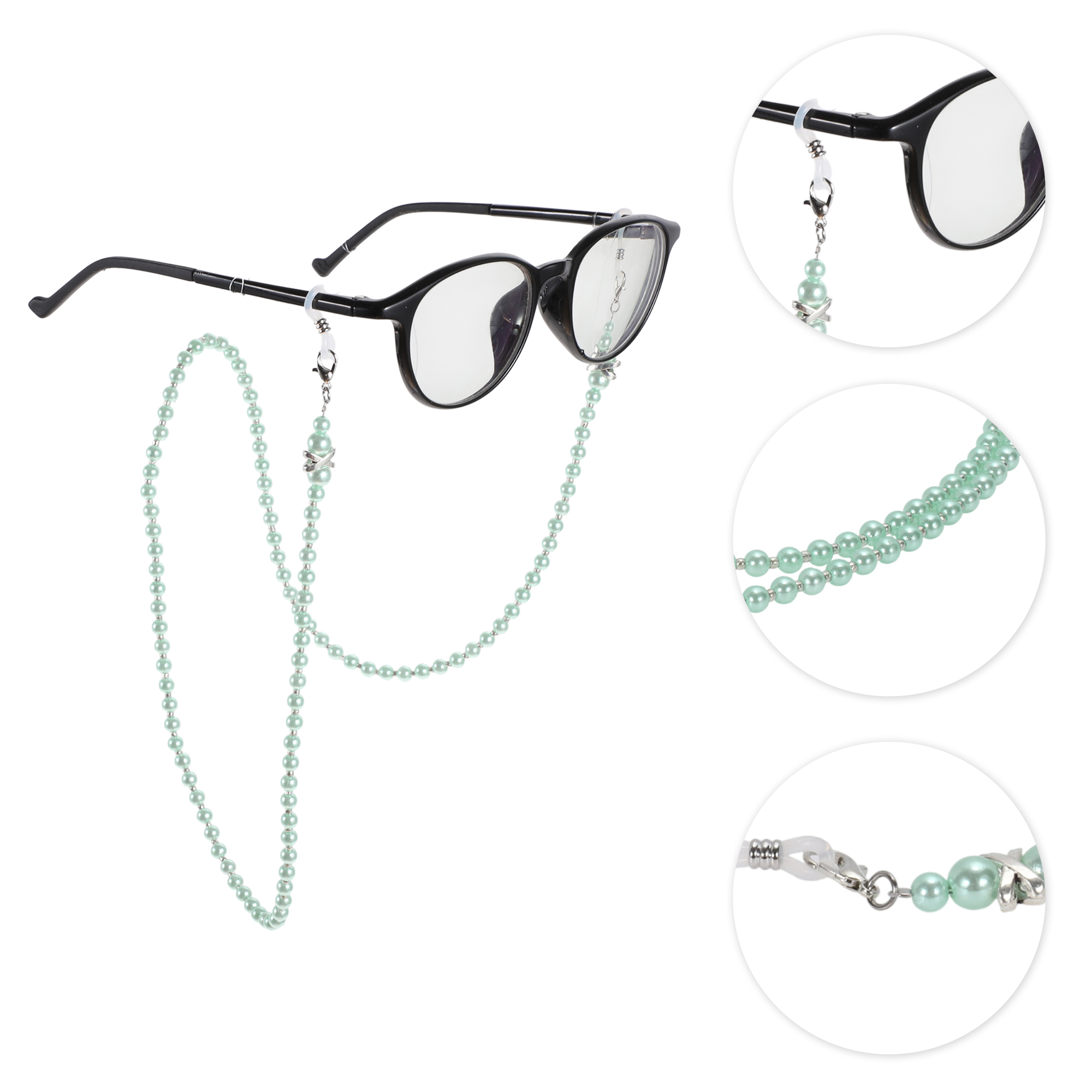 Unique Bargains Imitation Pearl Pattern Eyeglass Chain 29.53" 1 Pc Light Green