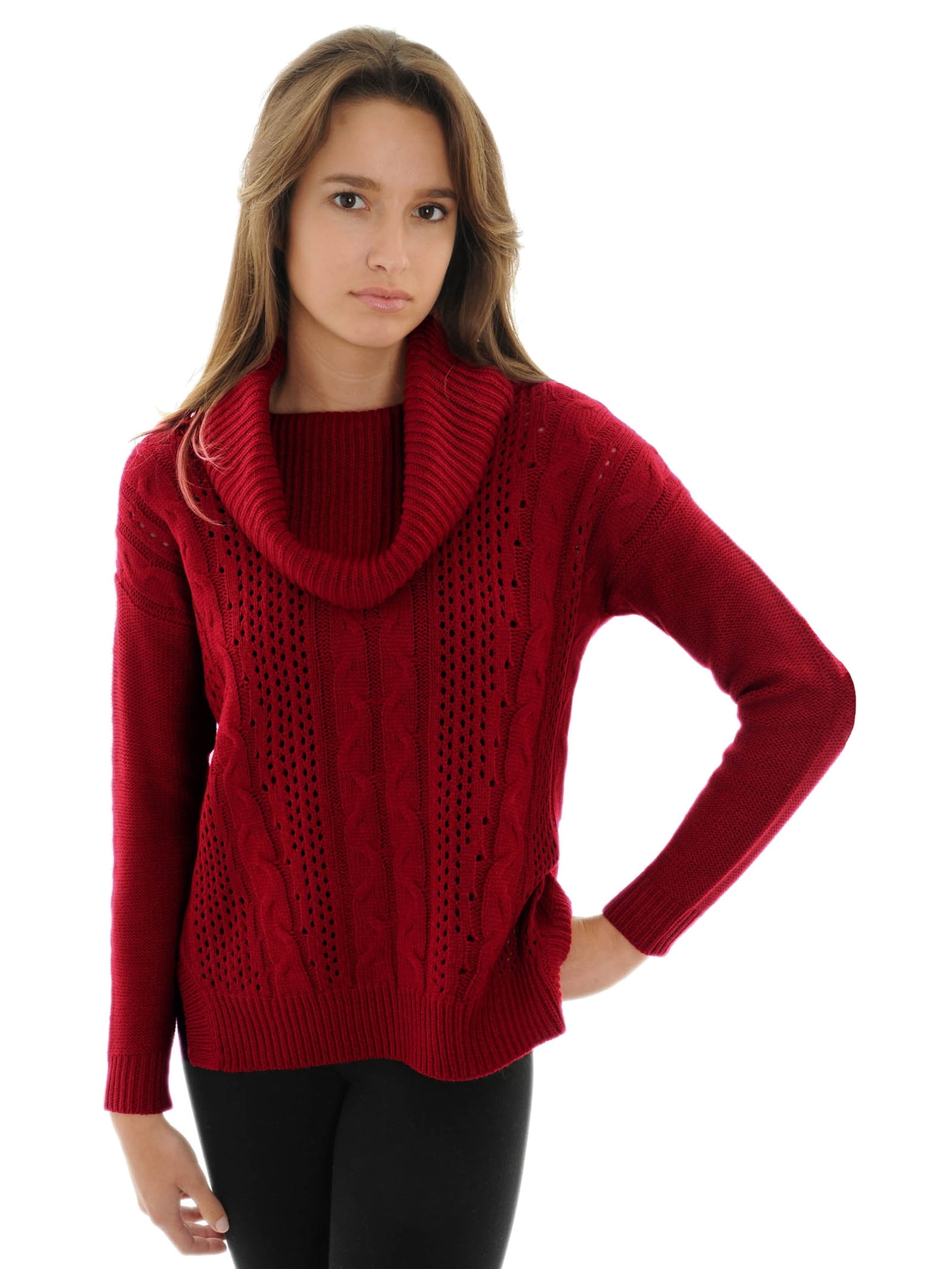 red cable knit jumper womens