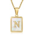 thumbnail image 1 of 26 English Letters (A-Z) Necklace For Women Titanium Steel Stainless Steel Pendant Necklace Pearl Shell Oil Drop Necklace As Gift For Wife , Daughter, Friend, 1 of 7