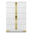 thumbnail image 2 of Furniture of America Chora Adult Modern 5-Drawer Solid Wood Bedroom Vertical Dresser, White and Gold, 2 of 8