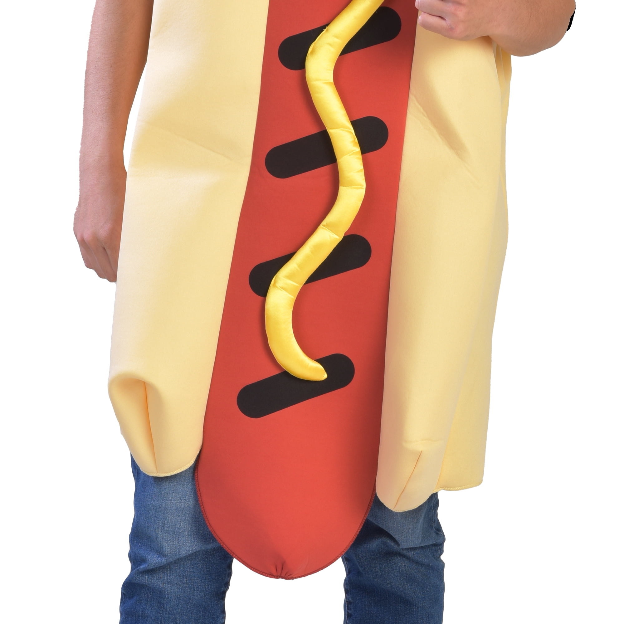 Hot Dog One Piece Halloween Costume for Adults, Adult Size S-XL (28-42), by Way to Celebrate