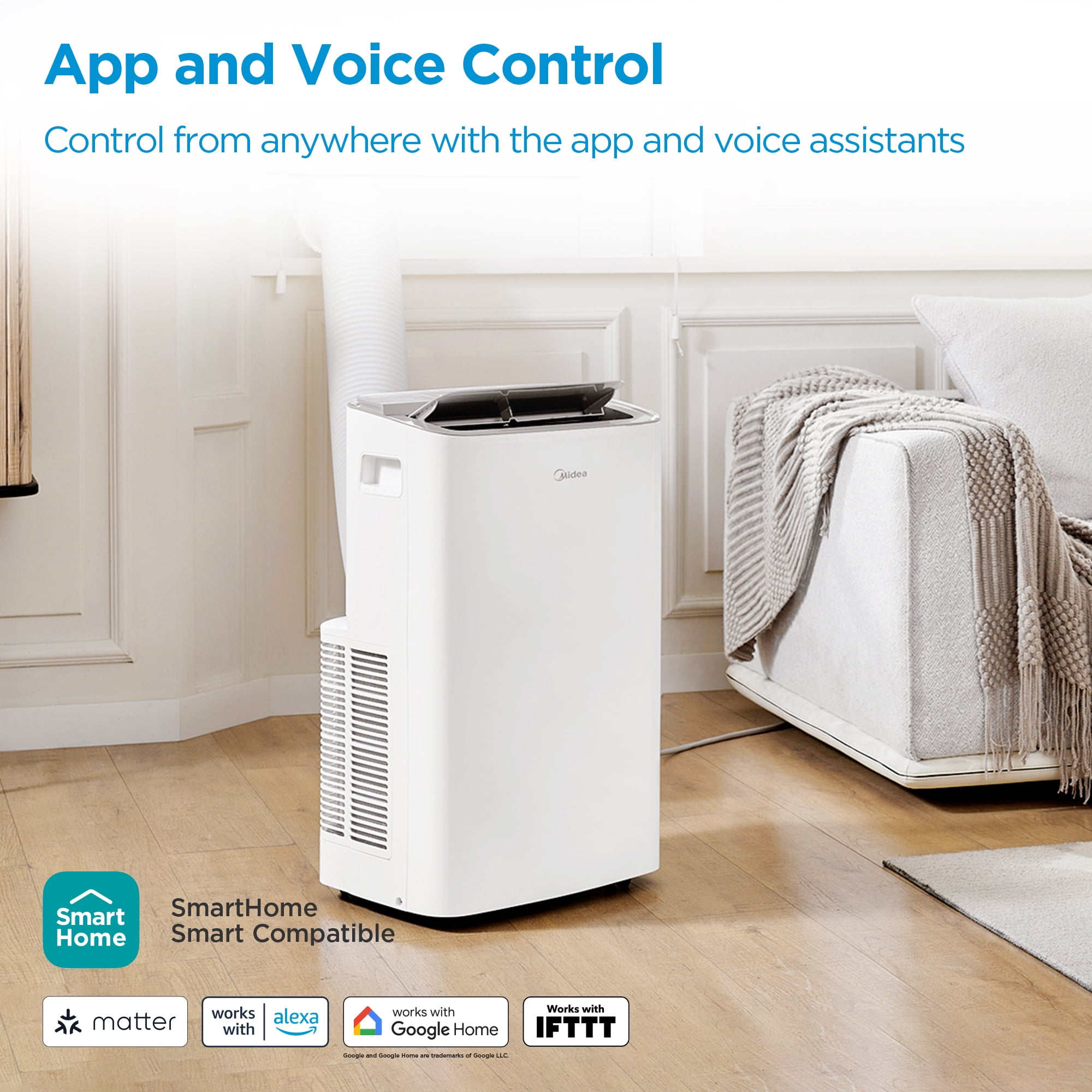 Midea 8,000 BTU SmartCool Portable Air Conditioner, For spaces up to 350 Sq. Ft, White, MAP08S1XWT-S