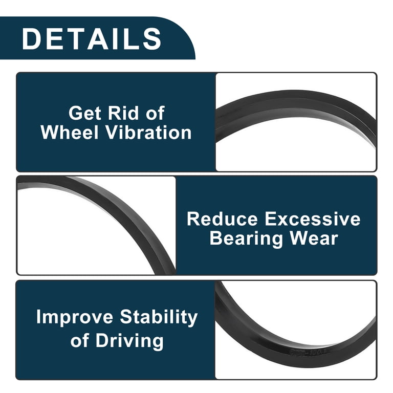 Unique Bargains Car Wheel Hub Centric Rings Durable Wheels Center Shaft Shock Absorbing Hubrings Black 2 Pcs Polycarbonate OD 112.1mm to ID 106.1 mm