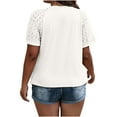 thumbnail image 6 of Yaoyar Plus-Size Tops for Women Summer Lace Short Sleeve Shirts Crewneck Tees Loose Cotton Shirt, 6 of 6